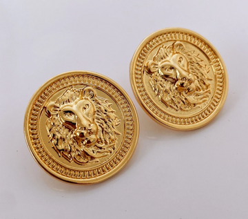 Warrior Feline Golden Stud Earrings