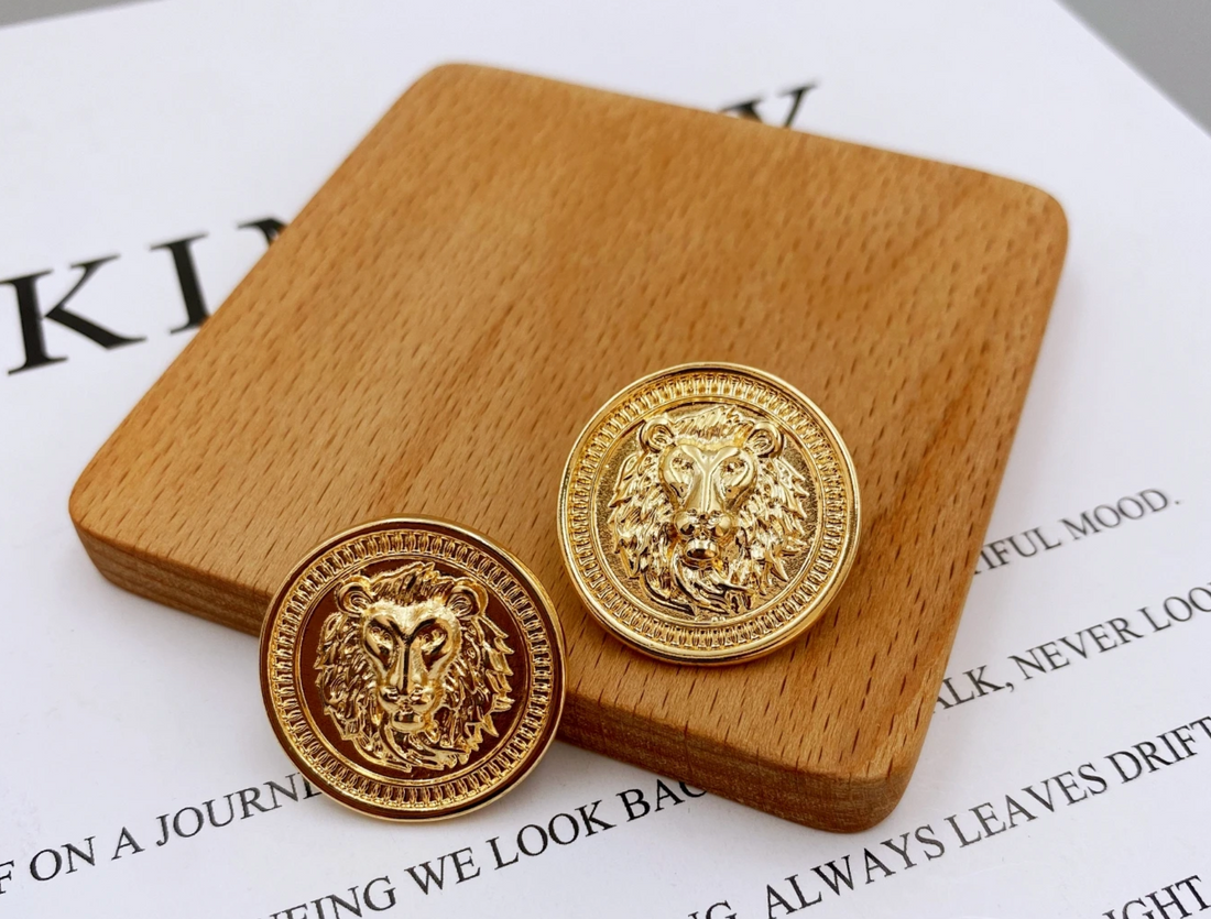 Warrior Feline Golden Stud Earrings